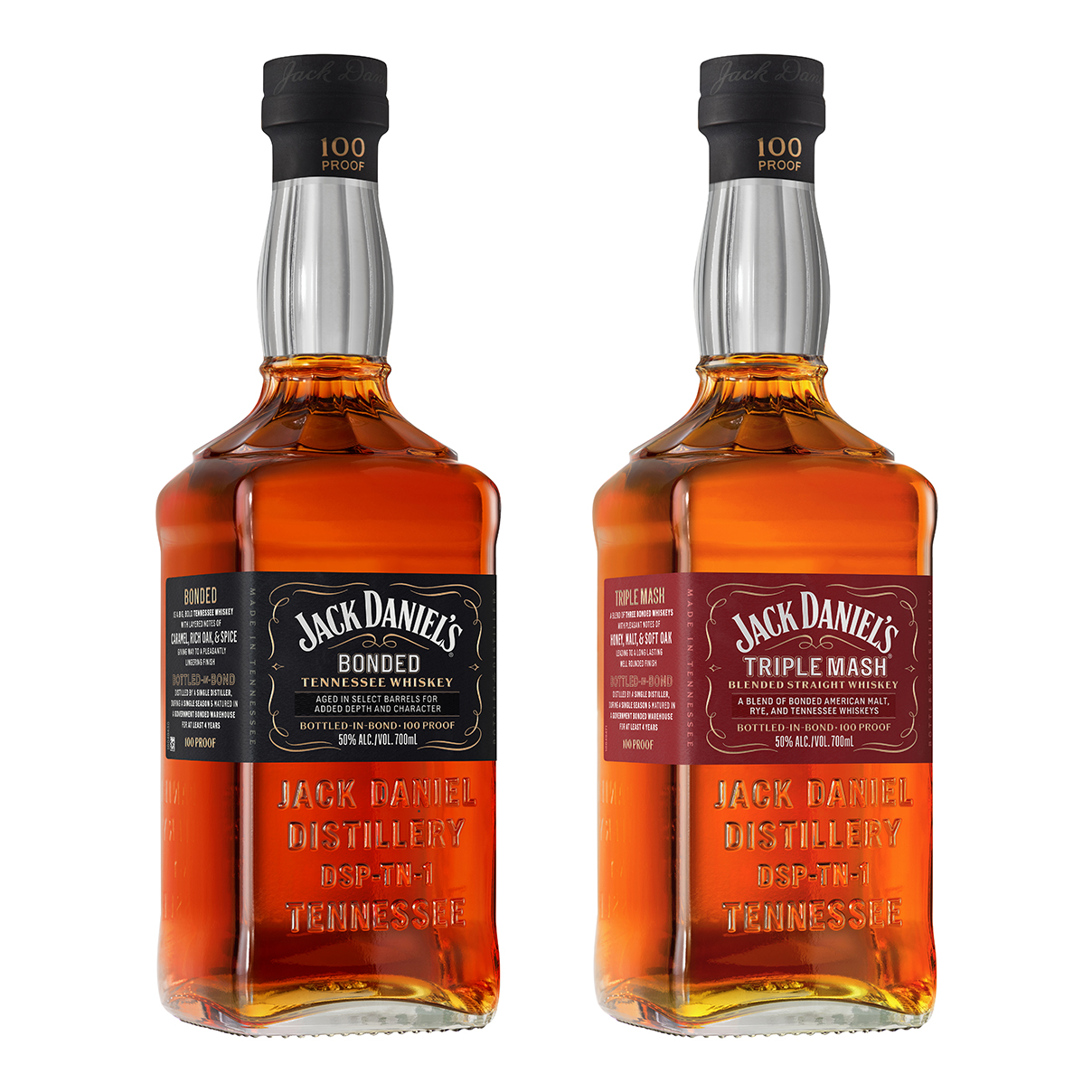 Jack Daniel's Bonded Tennessee Whiskey e Jack Daniel's Triple Mash Blended Straight Whiskey,